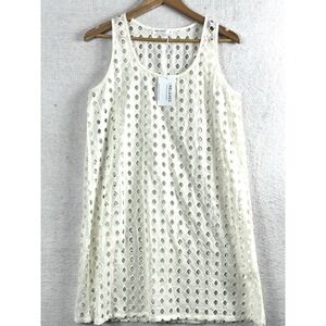 New LA Relaxed Pia Lace Dress Ivory Organic Cotton M Sleeveless Scoop Neck NWT